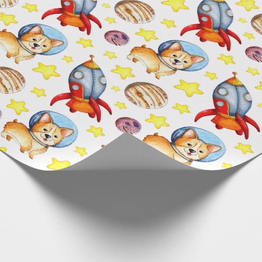 Ruimtepapier Cute Corgi Wrapping Paper Cadeaupapier (Hoek)