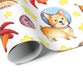 Ruimtepapier Cute Corgi Wrapping Paper Cadeaupapier (Rol Hoek)