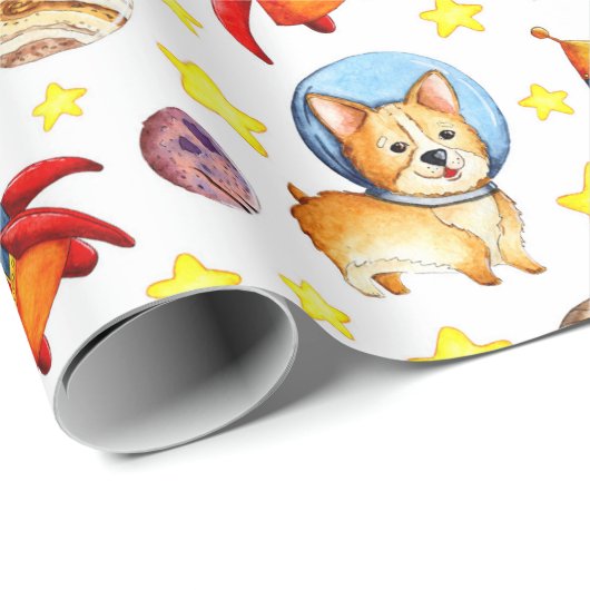 Ruimtepapier Cute Corgi Wrapping Paper Cadeaupapier (Rol Hoek)