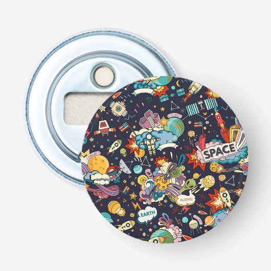 Ruimtepatroon Button Flesopener (Voorkant)