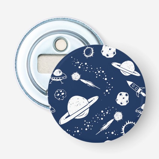 Ruimtepatroon Button Flesopener (Voorkant)