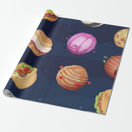 Ruimtepatroon Cadeaupapier (Uitgerold)