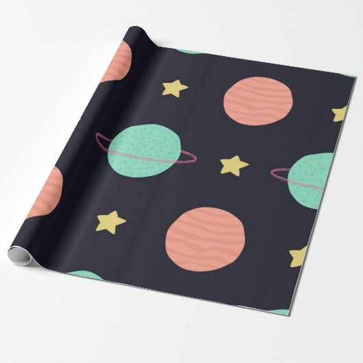 Ruimtepatroon Cadeaupapier (Uitgerold)