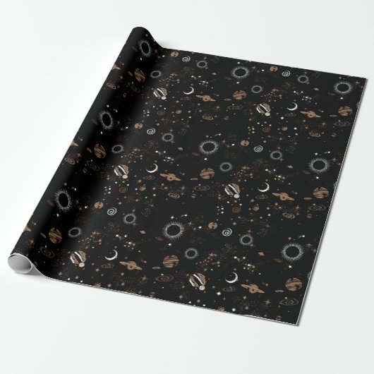 Ruimtepatroon cadeaupapier (Uitgerold)