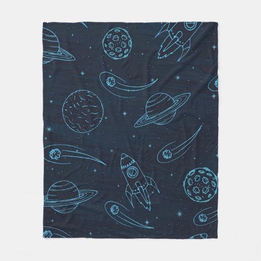 Ruimtepatroon Fleece Deken (Voorkant)