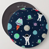 Ruimtepatroon illustratie ronde button 6,0 cm (Voorkant /achterkant)