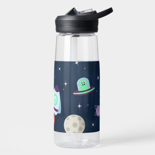 Ruimtepatroon illustratie waterfles (Links)