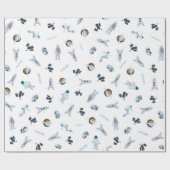 Ruimtepatroon met satelliet en satellieten en ruim cadeaupapier (Vlak)