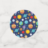 Ruimtepatroon, planeten, sterren, kosmos, geboorte confetti (Kleine voorkant)