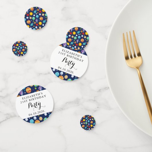 Ruimtepatroon, planeten, sterren, kosmos, geboorte confetti (Groep)