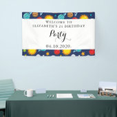 Ruimtepatroon, planeten, sterren, kosmos, geboorte spandoek (Beurs)