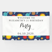 Ruimtepatroon, planeten, sterren, kosmos, geboorte spandoek (Horizontaal)