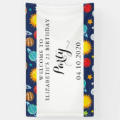 Ruimtepatroon, planeten, sterren, kosmos, geboorte spandoek (Verticaal)