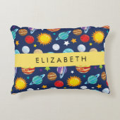 Ruimtepatroon, Planeten, Sterren, Kosmos, Jouw naa Accent Kussen (Voorkant)