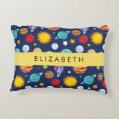 Ruimtepatroon, Planeten, Sterren, Kosmos, Jouw naa Accent Kussen (Achterkant)