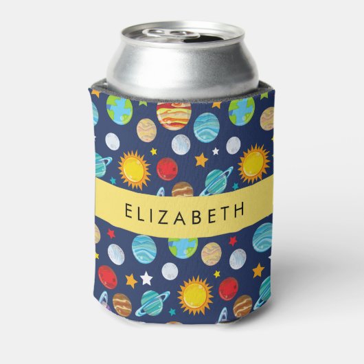 Ruimtepatroon, Planeten, Sterren, Kosmos, Jouw naa Blikjeskoeler (Blikje Achterkant)