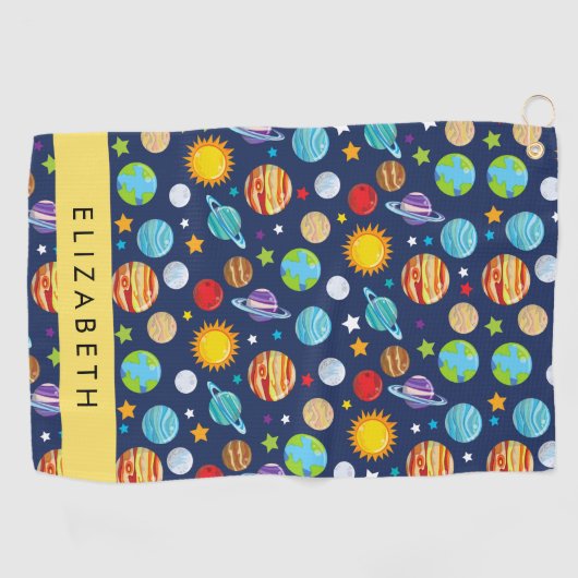 Ruimtepatroon, Planeten, Sterren, Kosmos, Jouw naa Golfhanddoek (Horizontaal)