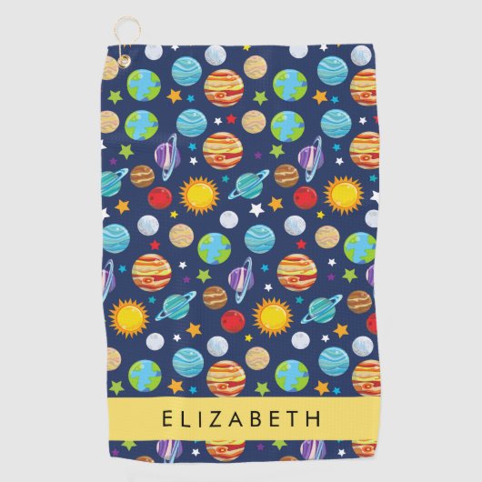 Ruimtepatroon, Planeten, Sterren, Kosmos, Jouw naa Golfhanddoek (Voorkant)