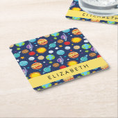 Ruimtepatroon, Planeten, Sterren, Kosmos, Jouw naa Kartonnen Onderzetters (Schuin)