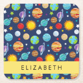 Ruimtepatroon, Planeten, Sterren, Kosmos, Jouw naa Kartonnen Onderzetters (Voorkant)
