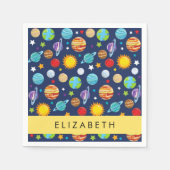 Ruimtepatroon, Planeten, Sterren, Kosmos, Jouw naa Servet (Voorkant)