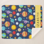 Ruimtepatroon, Planeten, Sterren, Kosmos, Jouw naa Sherpa Deken (Voorkant (horizontaal))