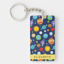 Ruimtepatroon, Planeten, Sterren, Kosmos, Jouw naa Sleutelhanger
