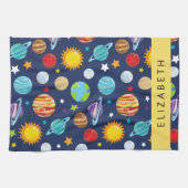 Ruimtepatroon, Planeten, Sterren, Kosmos, Jouw naa Theedoek (Horizontaal)