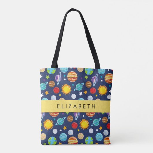 Ruimtepatroon, Planeten, Sterren, Kosmos, Jouw naa Tote Bag (Achterkant)