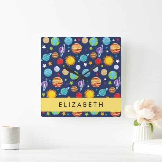 Ruimtepatroon, Planeten, Sterren, Kosmos, Jouw naa Vierkante Klok (Huis)