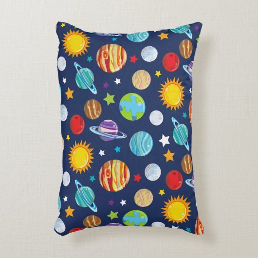 Ruimtepatroon, planeten, sterren, kosmos, melkweg accent kussen (Voorkant(Verticaal))