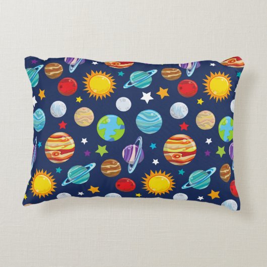 Ruimtepatroon, planeten, sterren, kosmos, melkweg accent kussen (Achterkant)