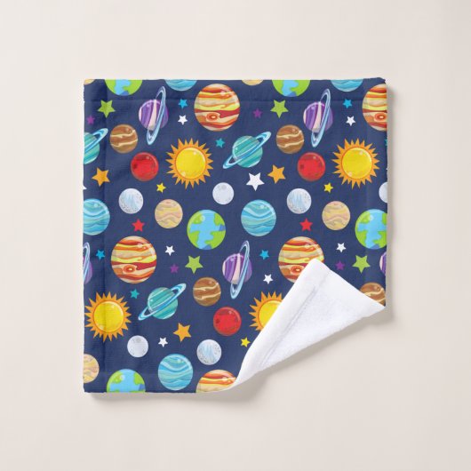 Ruimtepatroon, planeten, sterren, kosmos, melkweg bad handdoek (Wasdoekje)