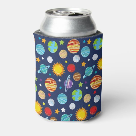 Ruimtepatroon, planeten, sterren, kosmos, melkweg blikjeskoeler (Blikje Achterkant)