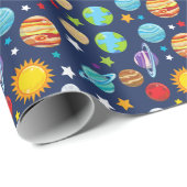 Ruimtepatroon, planeten, sterren, kosmos, melkweg cadeaupapier (Rol Hoek)