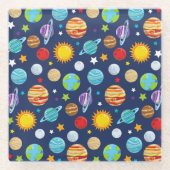 Ruimtepatroon, planeten, sterren, kosmos, melkweg glazen onderzetter (Voorkant)