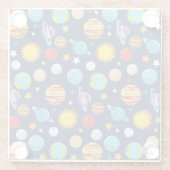 Ruimtepatroon, planeten, sterren, kosmos, melkweg glazen onderzetter (Achterkant)