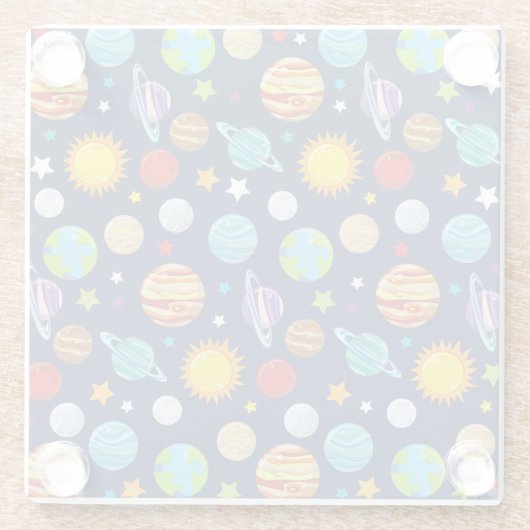 Ruimtepatroon, planeten, sterren, kosmos, melkweg glazen onderzetter (Achterkant)