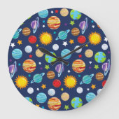 Ruimtepatroon, planeten, sterren, kosmos, melkweg grote klok (Voorkant)