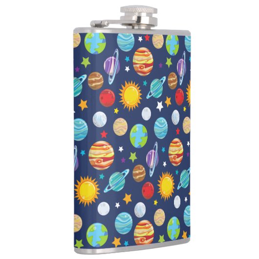 Ruimtepatroon, planeten, sterren, kosmos, melkweg heupfles (Rechts)