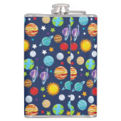 Ruimtepatroon, planeten, sterren, kosmos, melkweg heupfles (Achterkant)