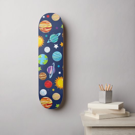 Ruimtepatroon, planeten, sterren, kosmos, melkweg persoonlijk skateboard (Muurkunst)