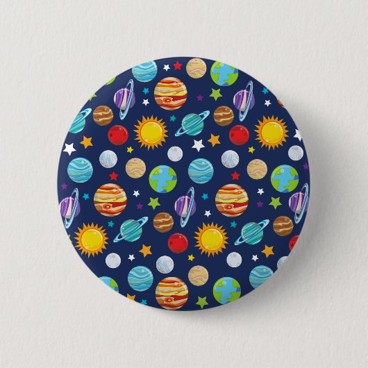 Ruimtepatroon, planeten, sterren, kosmos, melkweg ronde button 5,7 cm (Voorkant)