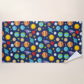 Ruimtepatroon, planeten, sterren, kosmos, melkweg strandlaken (Voorkant)