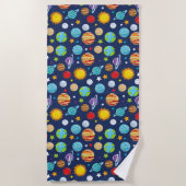 Ruimtepatroon, planeten, sterren, kosmos, melkweg strandlaken (Voorkant)