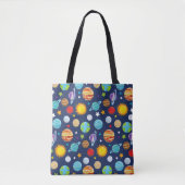 Ruimtepatroon, planeten, sterren, kosmos, melkweg tote bag (Voorkant)