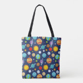 Ruimtepatroon, planeten, sterren, kosmos, melkweg tote bag (Achterkant)