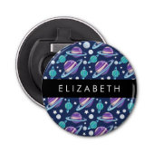 Ruimtepatroon, Planeten, Sterren, Melkweg, Jouw na Button Flesopener (Voorkant)