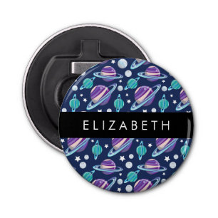 Ruimtepatroon, Planeten, Sterren, Melkweg, Jouw na Button Flesopener