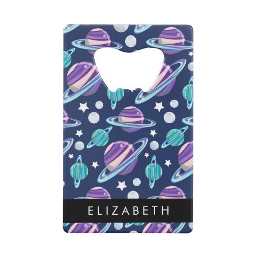 Ruimtepatroon, Planeten, Sterren, Melkweg, Jouw na Creditkaart Flessenopener (Voorkant)
